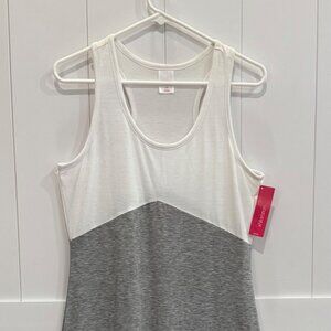 Colorblock Tank Dress White Gray Blue Sleeveless Casual Dress NWT